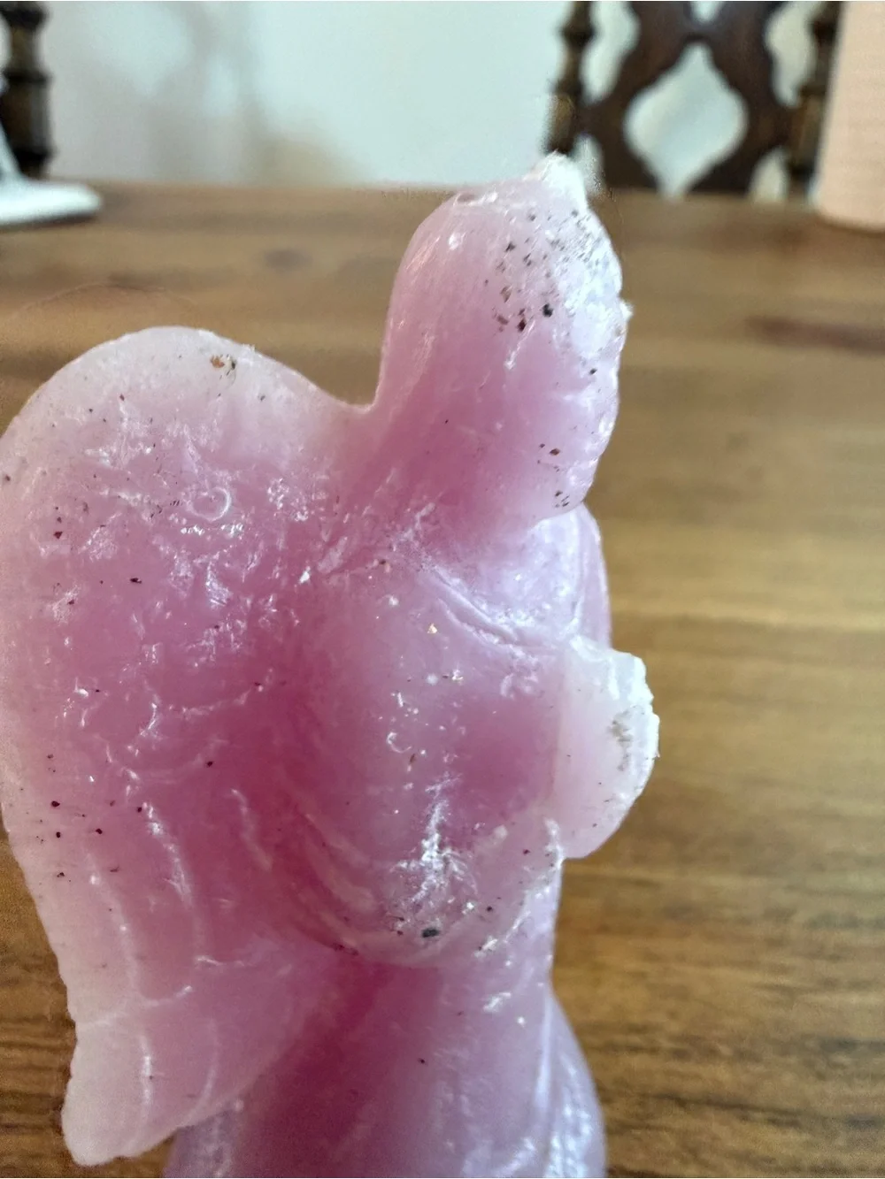 Hand-Carved Pink Angel Candle